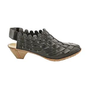 RIEKER WEAVE SLINGBACK HEEL BLACK - WOMENS