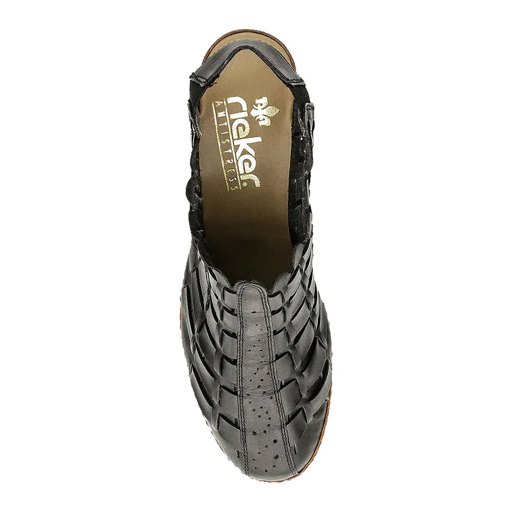 RIEKER WEAVE SLINGBACK HEEL BLACK - WOMENS