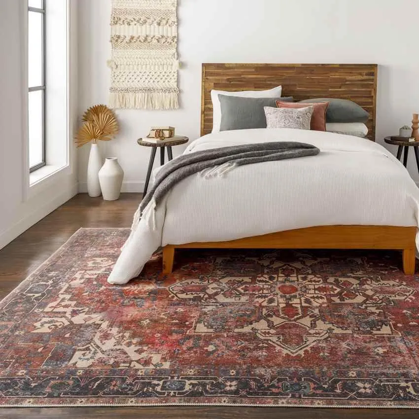 Rome Traditional Red Area Rug Carpet for Living Room Bedroom or Kitchen