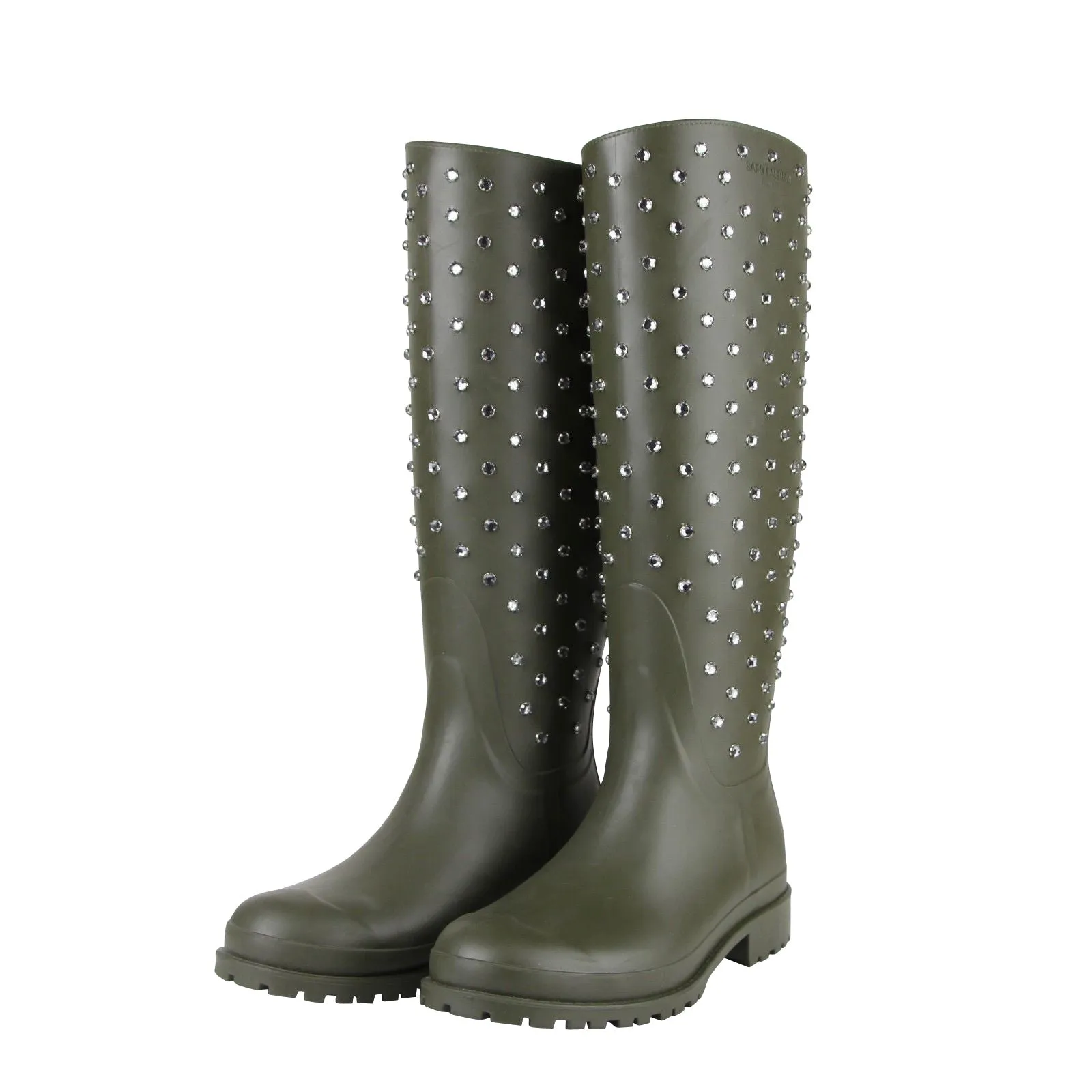 Saint Laurent Women's Diamond Studs   Rubber Rain Boots