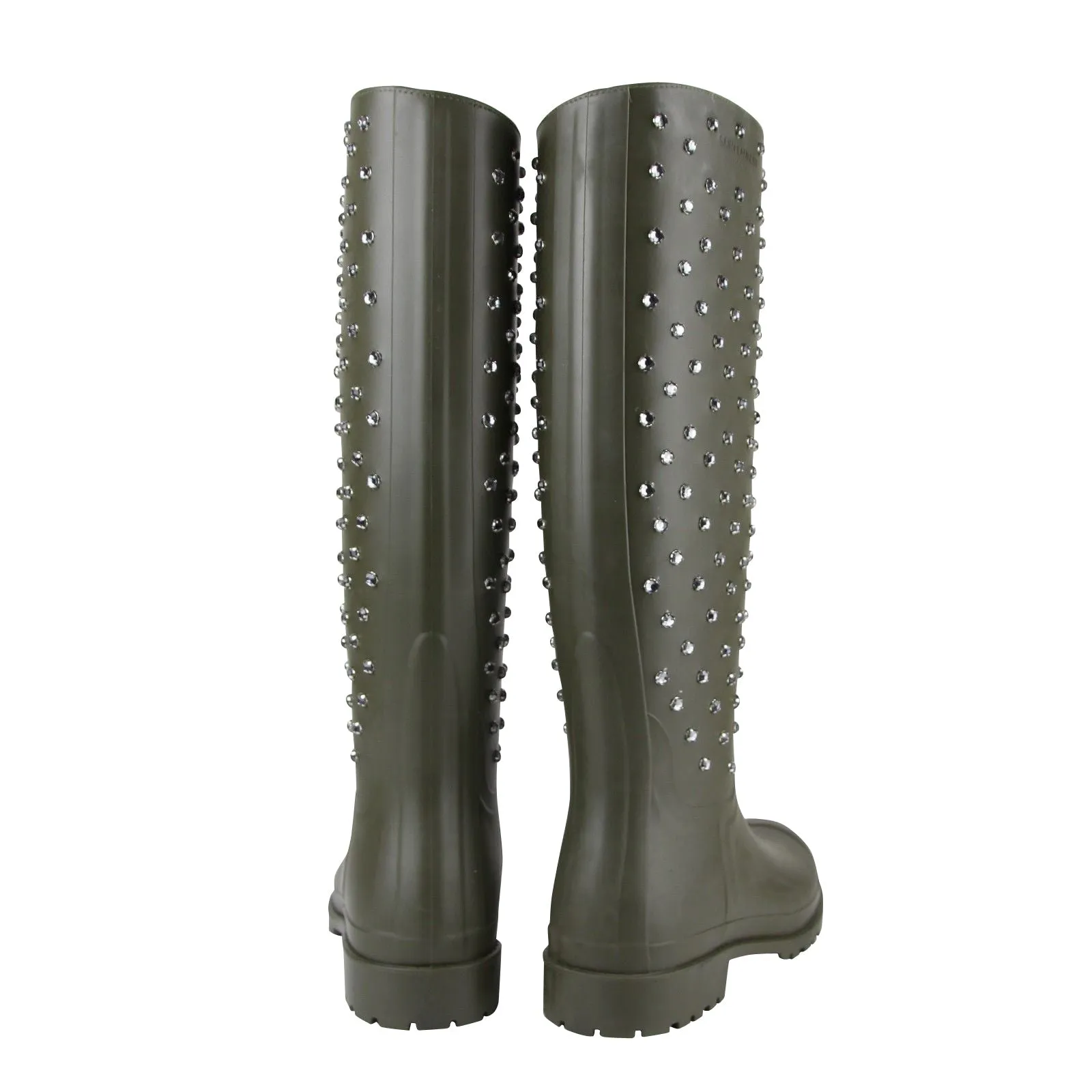 Saint Laurent Women's Diamond Studs   Rubber Rain Boots