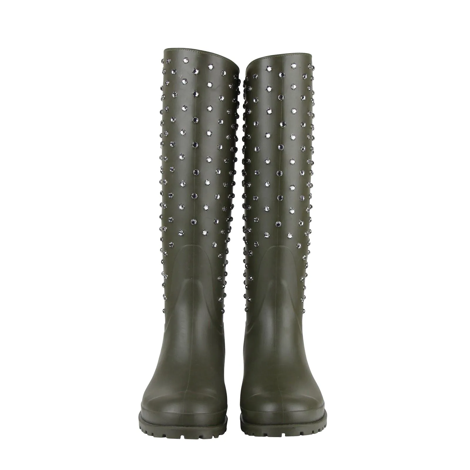 Saint Laurent Women's Diamond Studs   Rubber Rain Boots