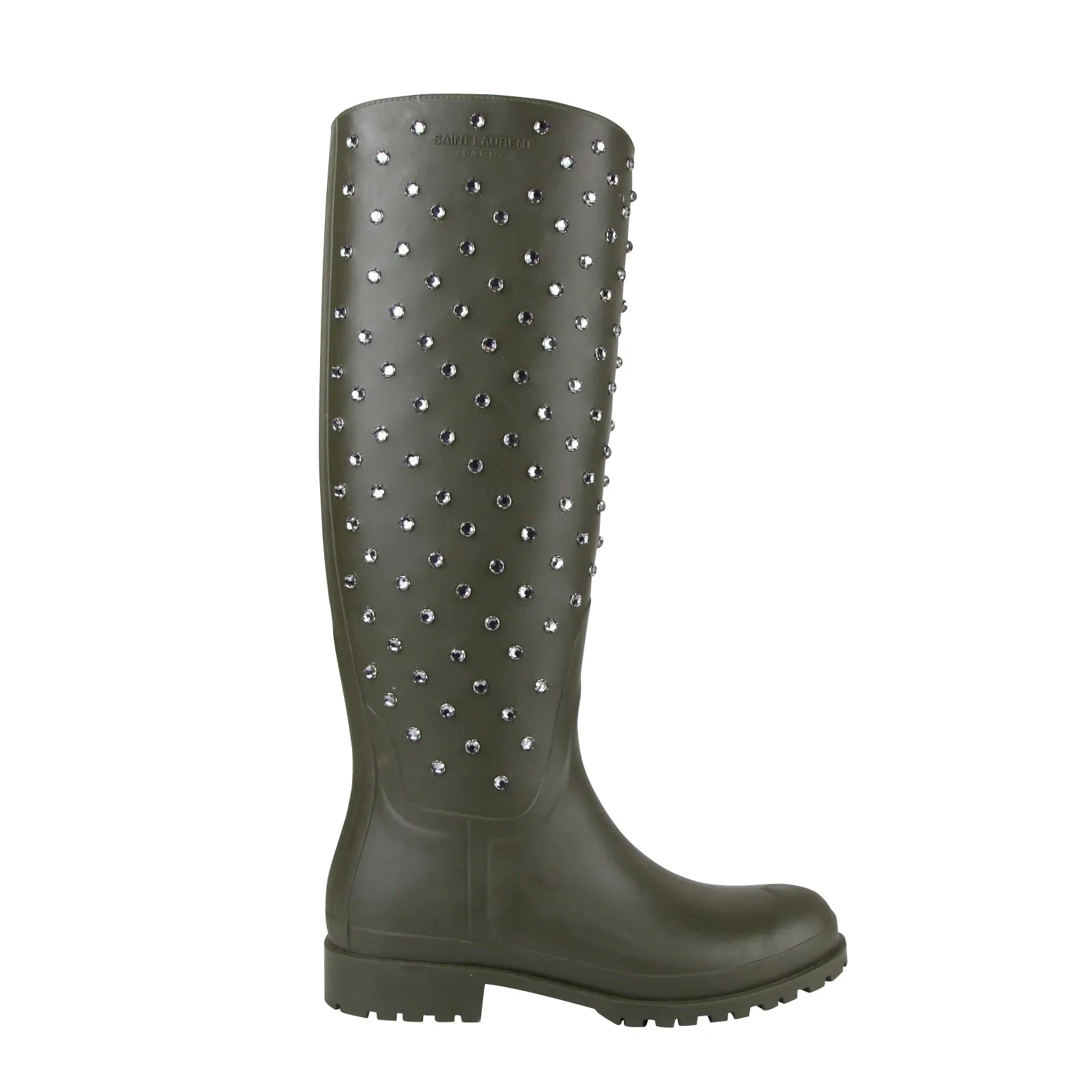 Saint Laurent Women's Diamond Studs   Rubber Rain Boots