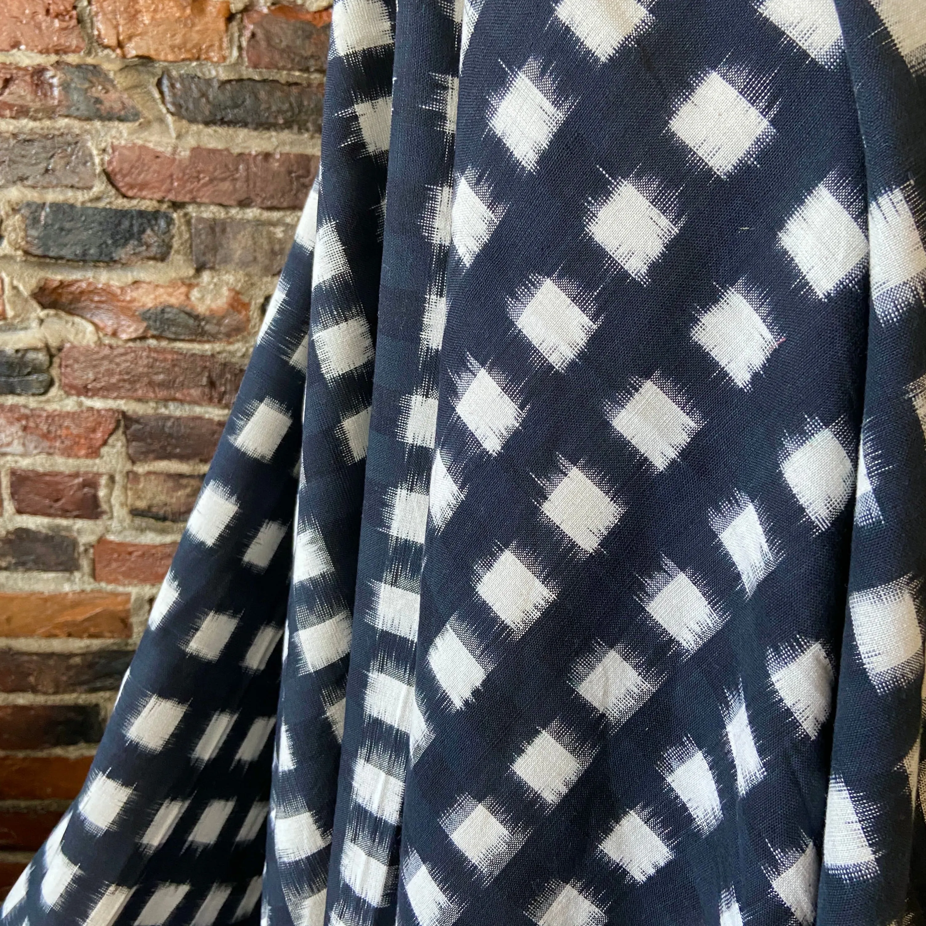 Shifting Squares on Blue-Black, Cotton Ikat