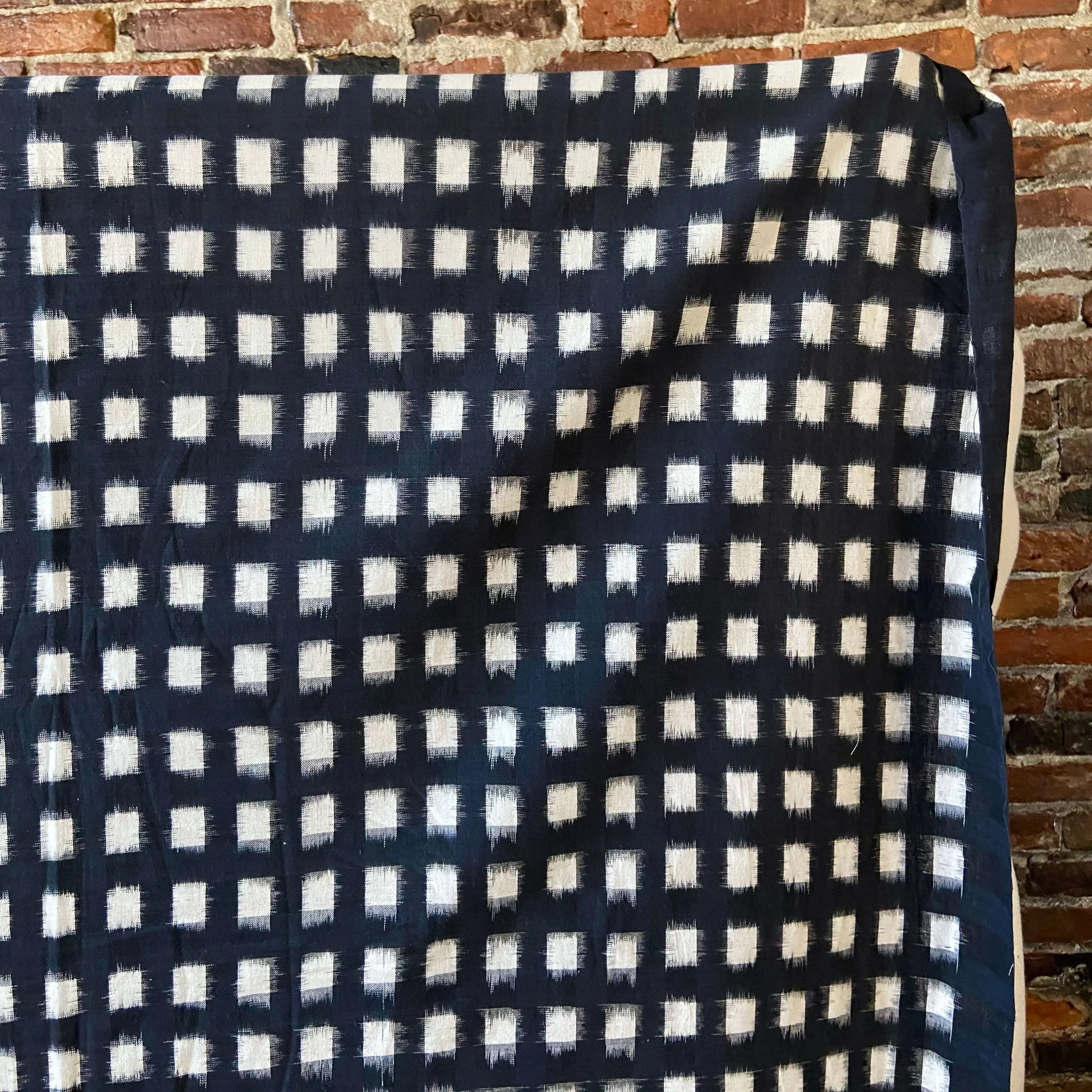 Shifting Squares on Blue-Black, Cotton Ikat