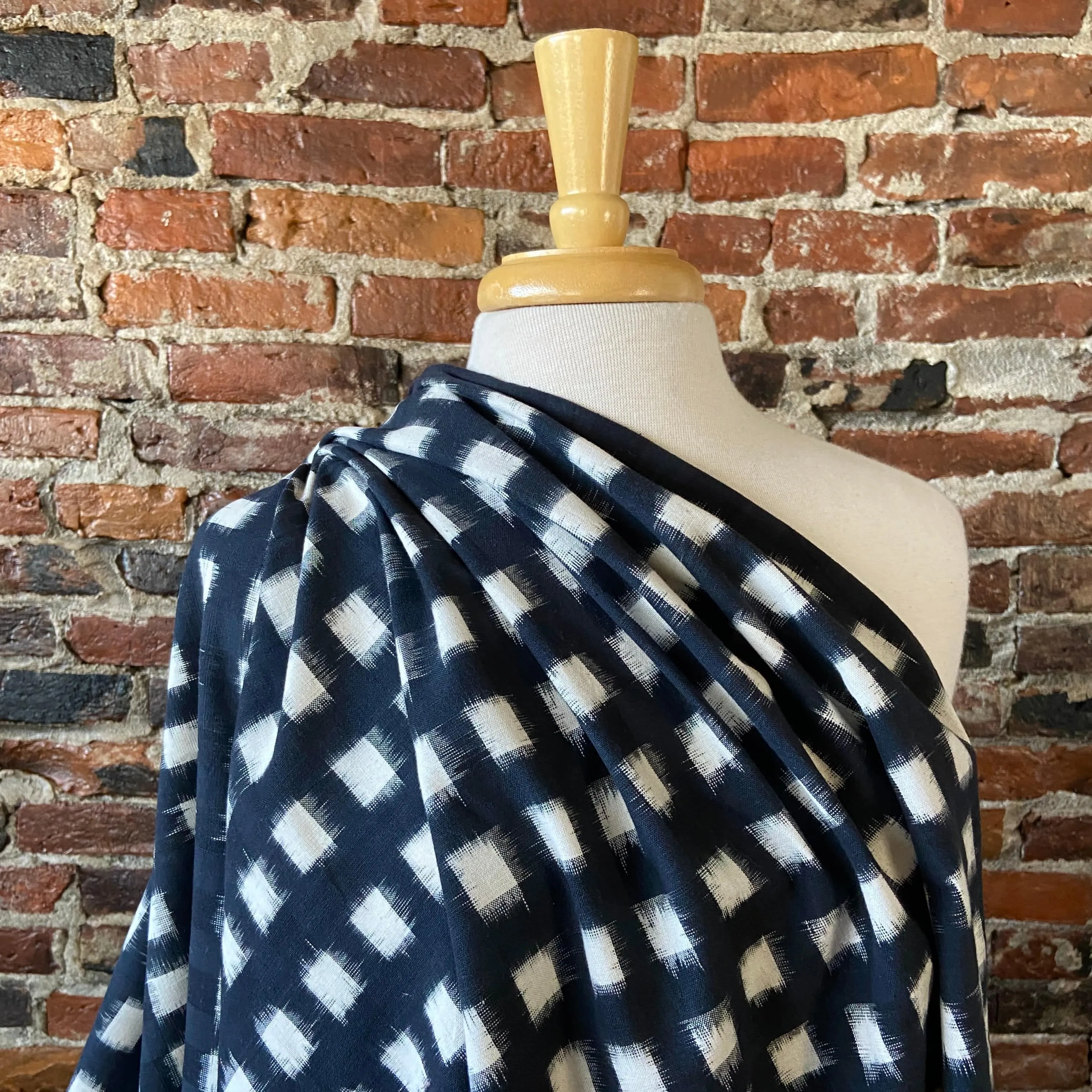 Shifting Squares on Blue-Black, Cotton Ikat