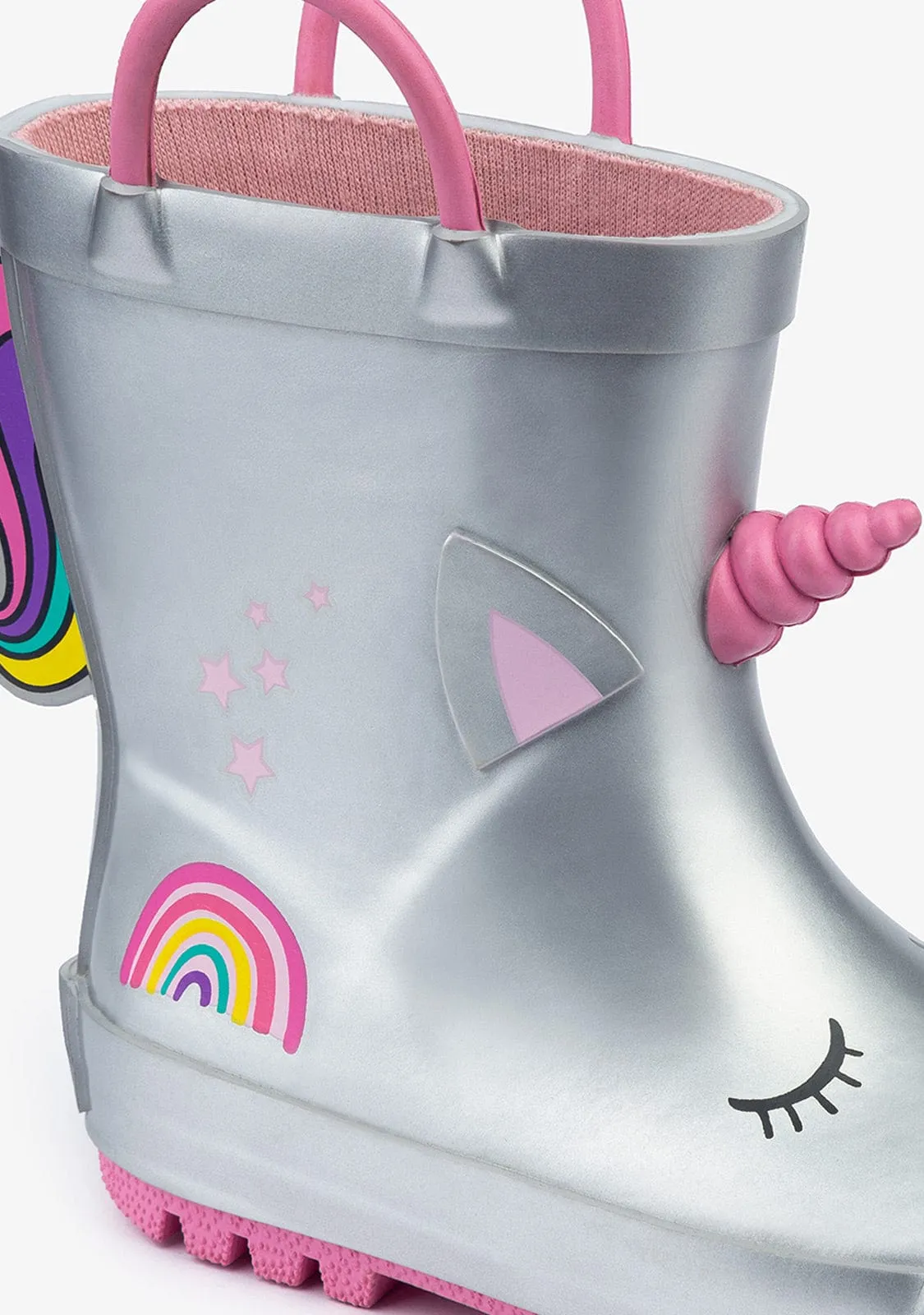 Silver Unicorn Rain Boots Rubber