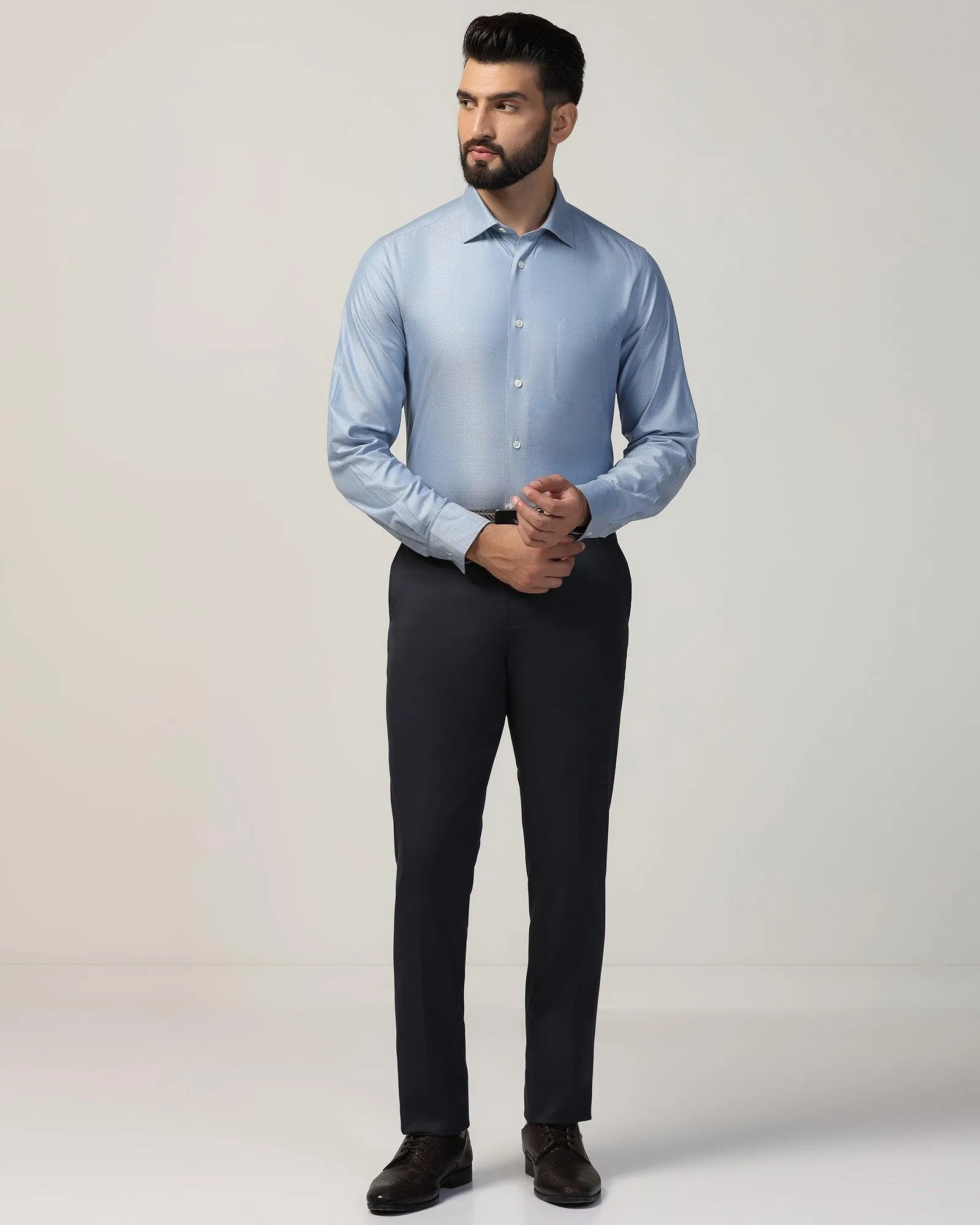 Slim Comfort B-95 Formal Charcoal Textured Trouser - Tesla