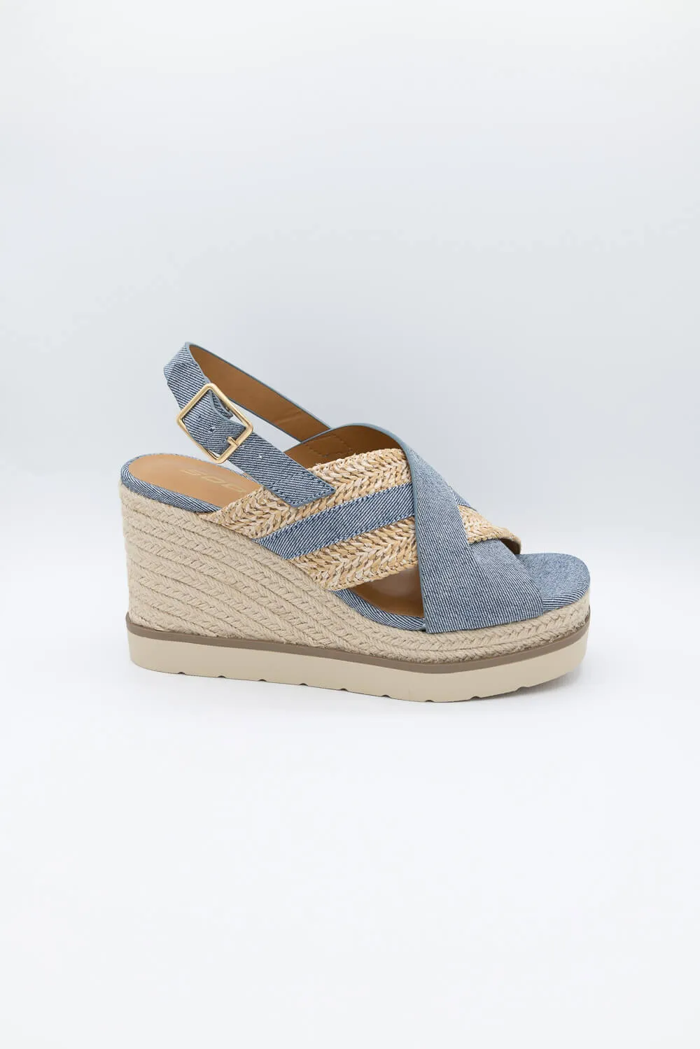 Soda Almo Rope Wedges for Women in Blue Denim | ALMO-S BLUE DENIM