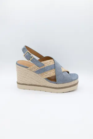 Soda Almo Rope Wedges for Women in Blue Denim | ALMO-S BLUE DENIM