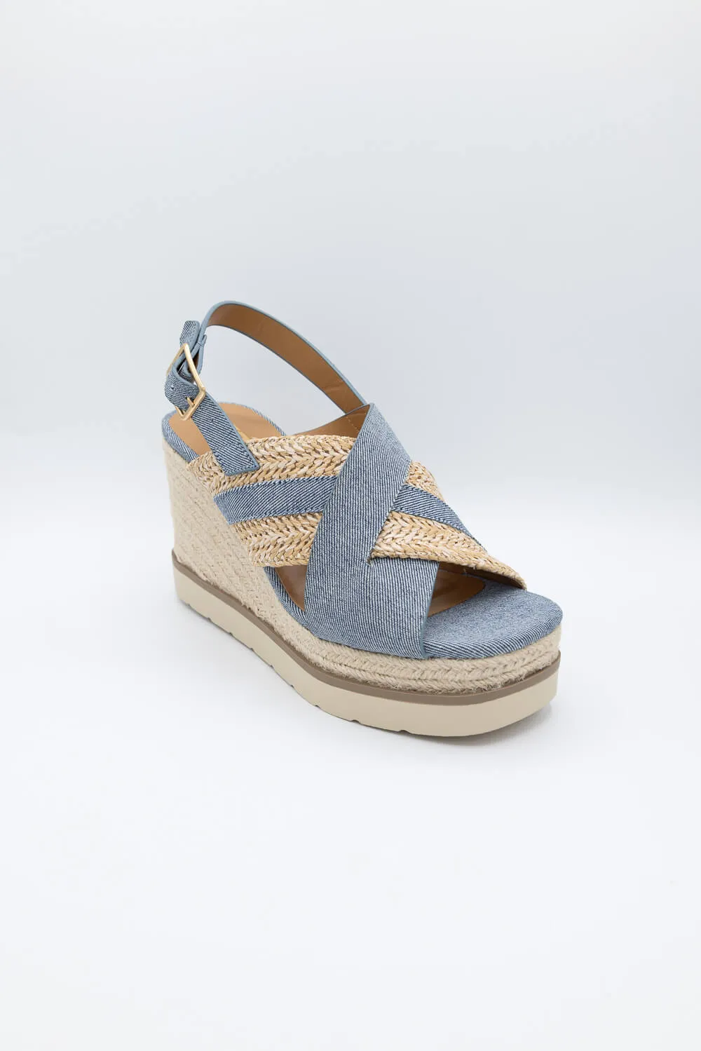Soda Almo Rope Wedges for Women in Blue Denim | ALMO-S BLUE DENIM