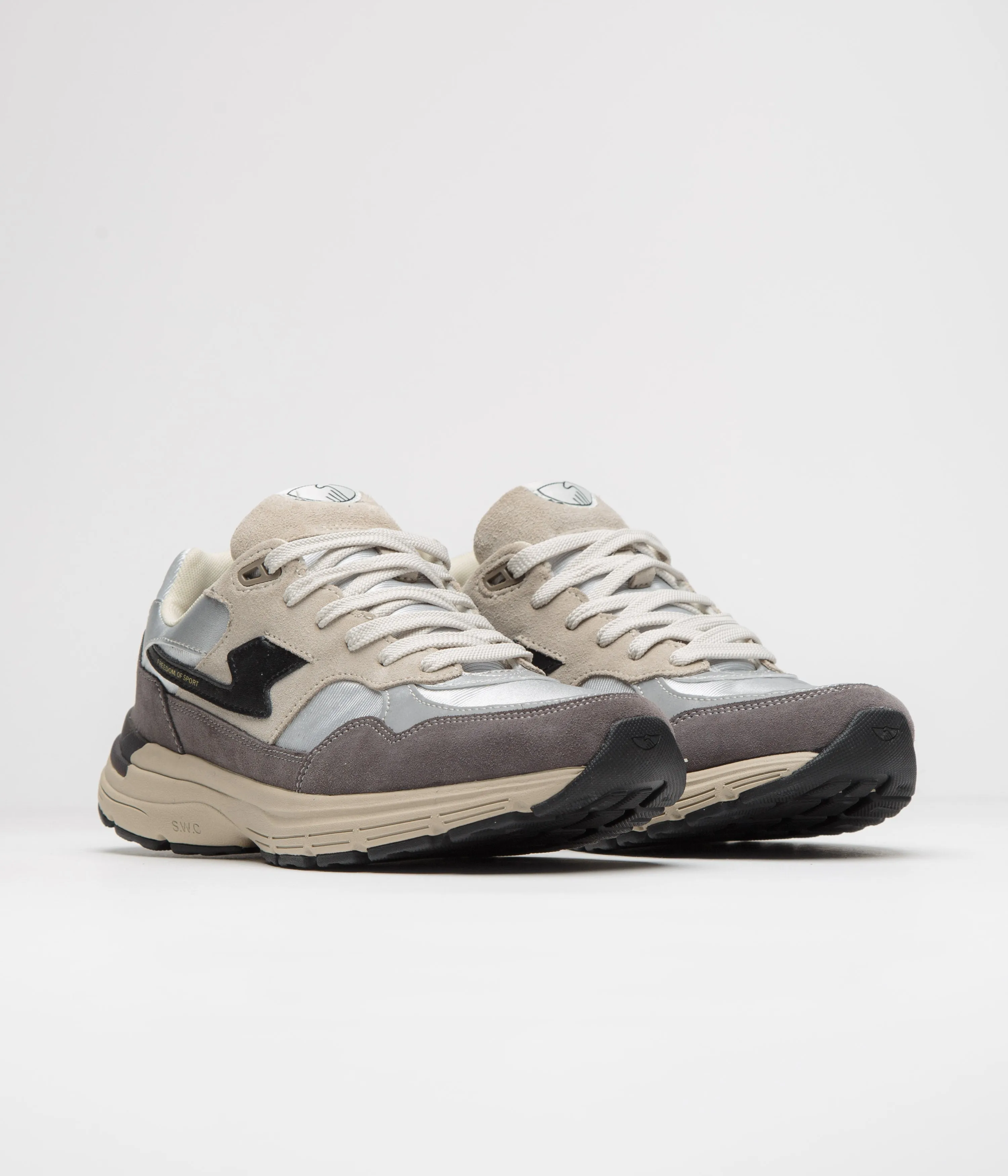 Stepney Workers Club Amiel S-Strike Suede Shoes - Silver / Smoke