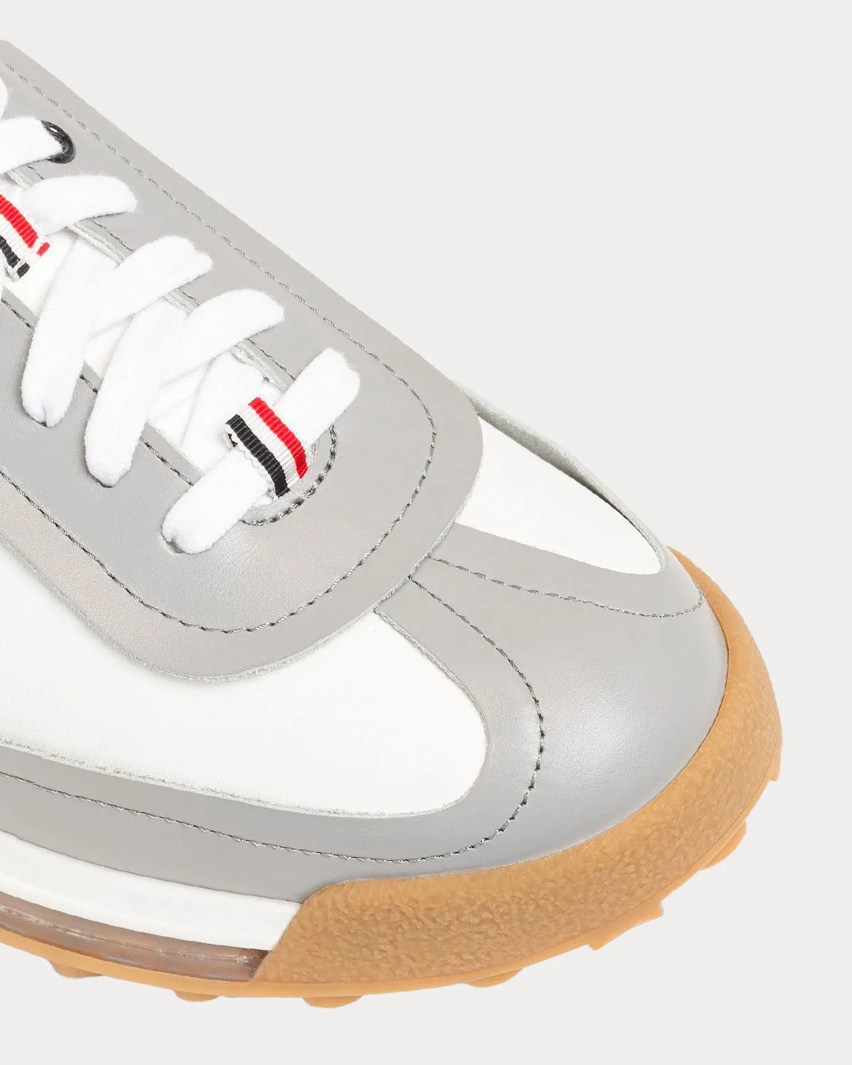 Tech Runner Clear Sole Raw Edge Vitello Calf White / Grey Low Top Sneakers