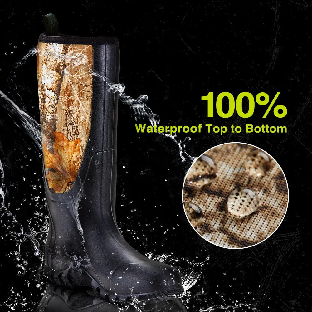 TideWe Rubber Hunting Boots for Men, Rain Boots with Steel Shank Neoprene