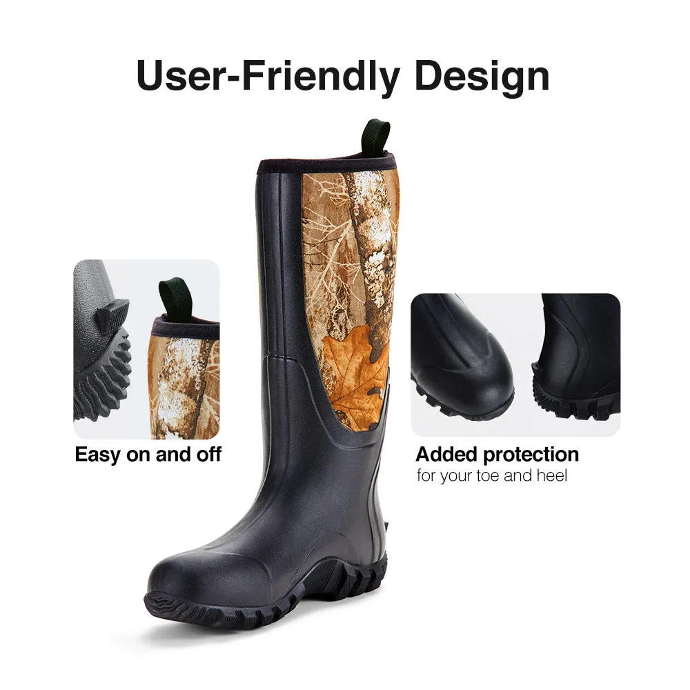 TideWe Rubber Hunting Boots for Men, Rain Boots with Steel Shank Neoprene