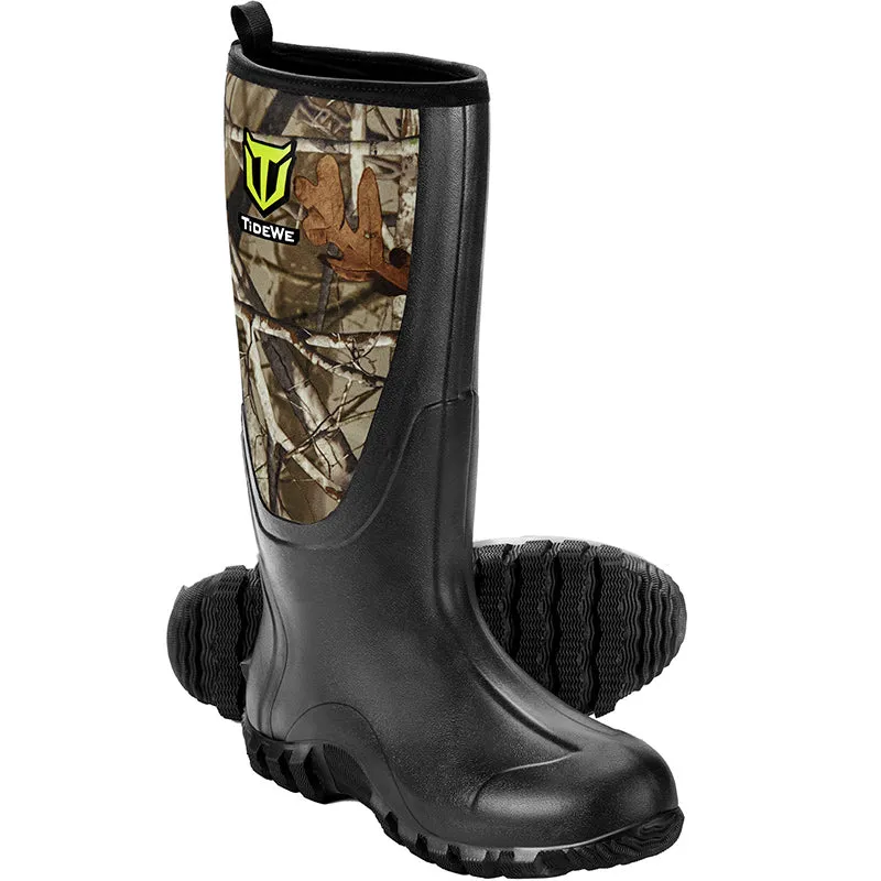 TideWe Rubber Hunting Boots for Men, Rain Boots with Steel Shank Neoprene