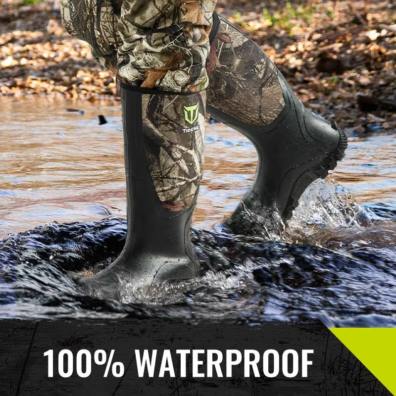 TideWe Rubber Hunting Boots for Men, Rain Boots with Steel Shank Neoprene