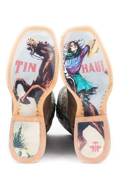 Tin Haul Womens Wild and Free Cowgirl Boots Square Toe Style 14-021-0007-1328