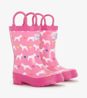 Toddler Girls French Bulldogs Wellies