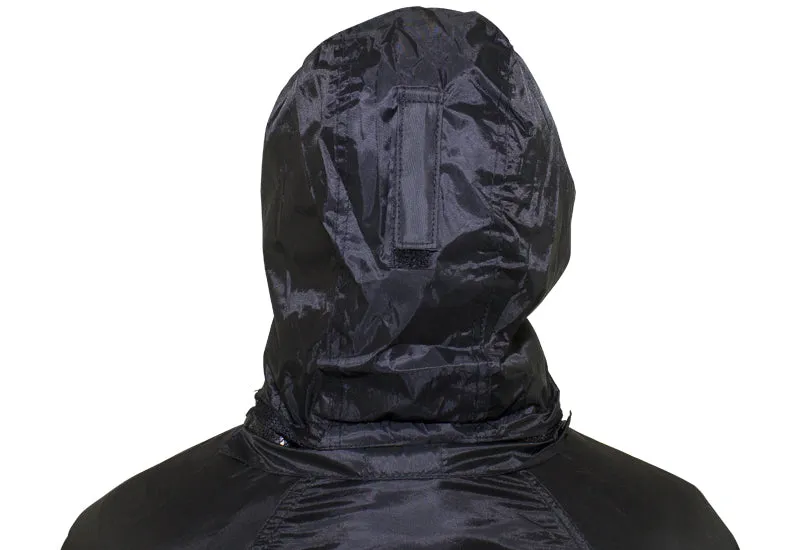 Two-Piece Black Rain Suit With Zippered Side Seams