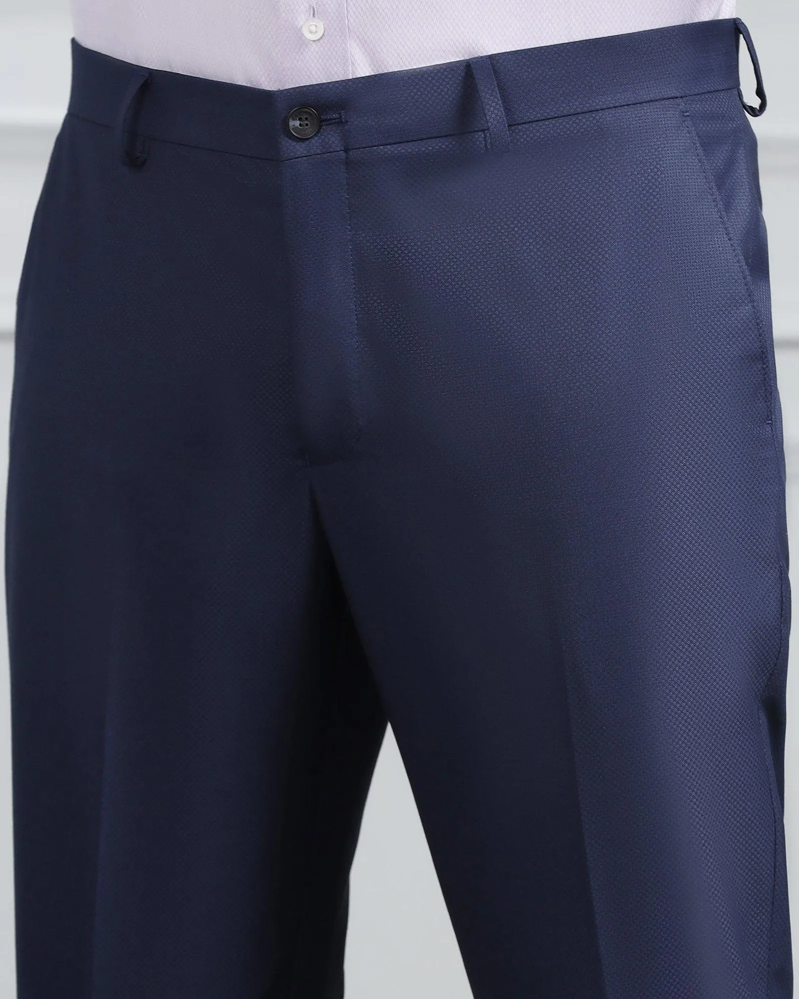 Two Piece Navy Textured Formal Suit - Valcon