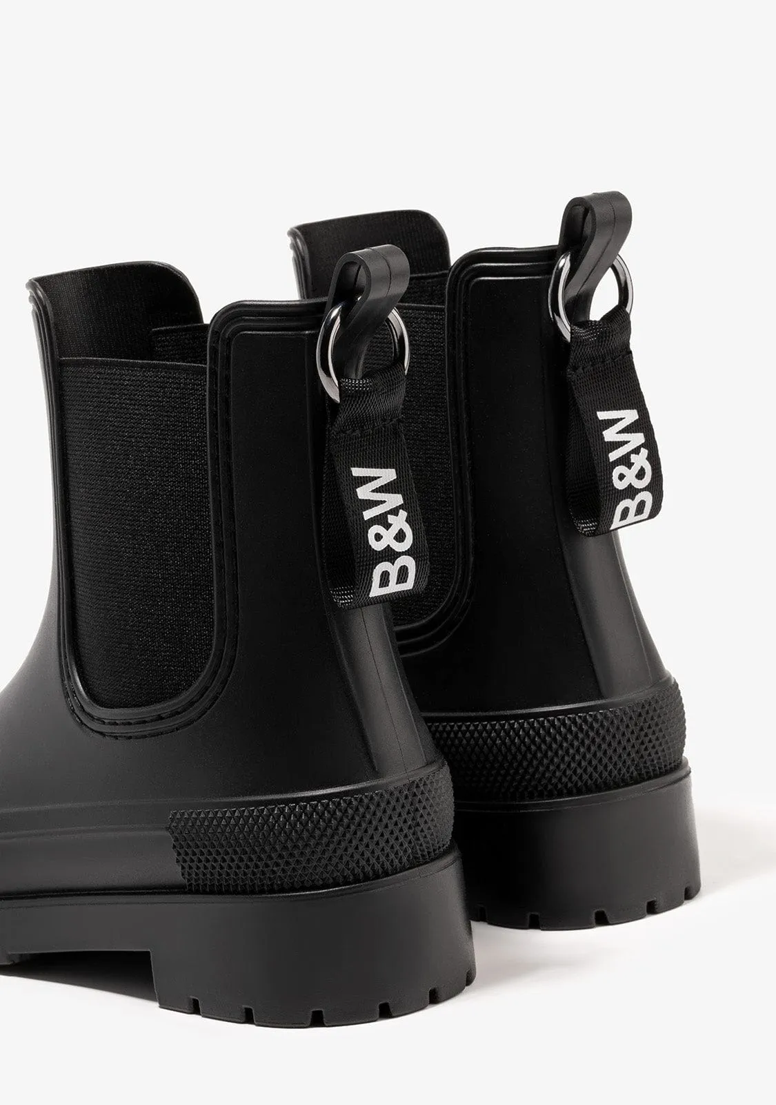 Unisex Black Rain Boots B&W