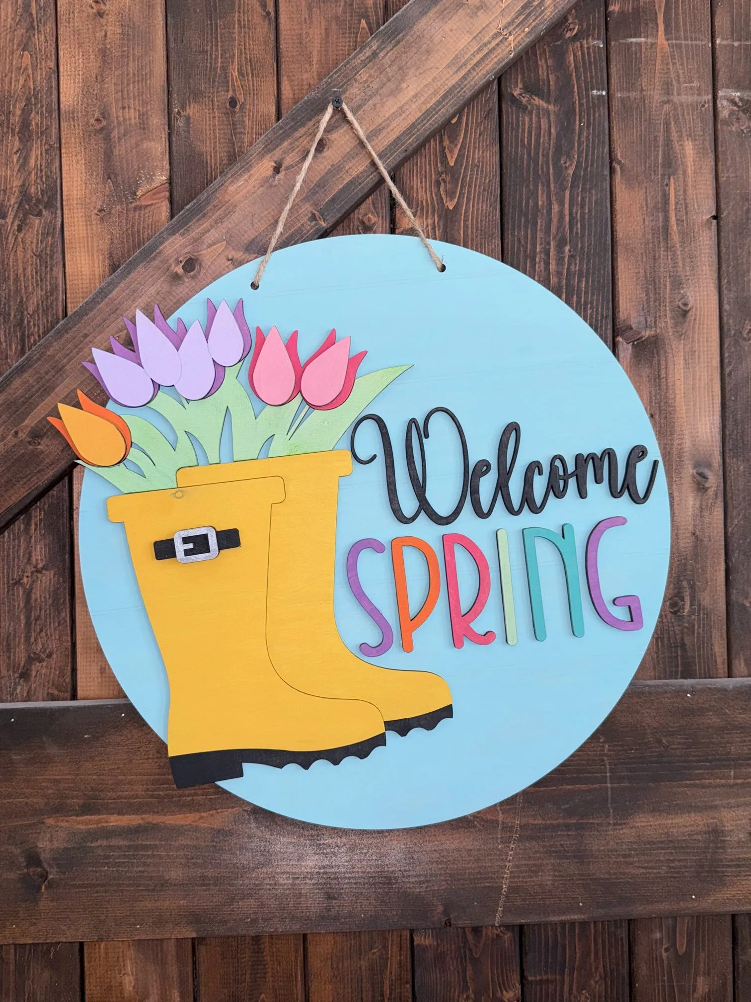 Welcome Spring Rain Boots Door Hanger P13757
