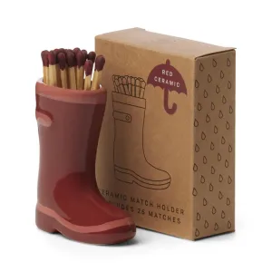Wellington Boot Matches Holder with 25 Matches Dark & Light Red