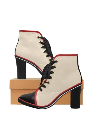 Wheat Colored Lace Up Chunky Heel Ankle Booties