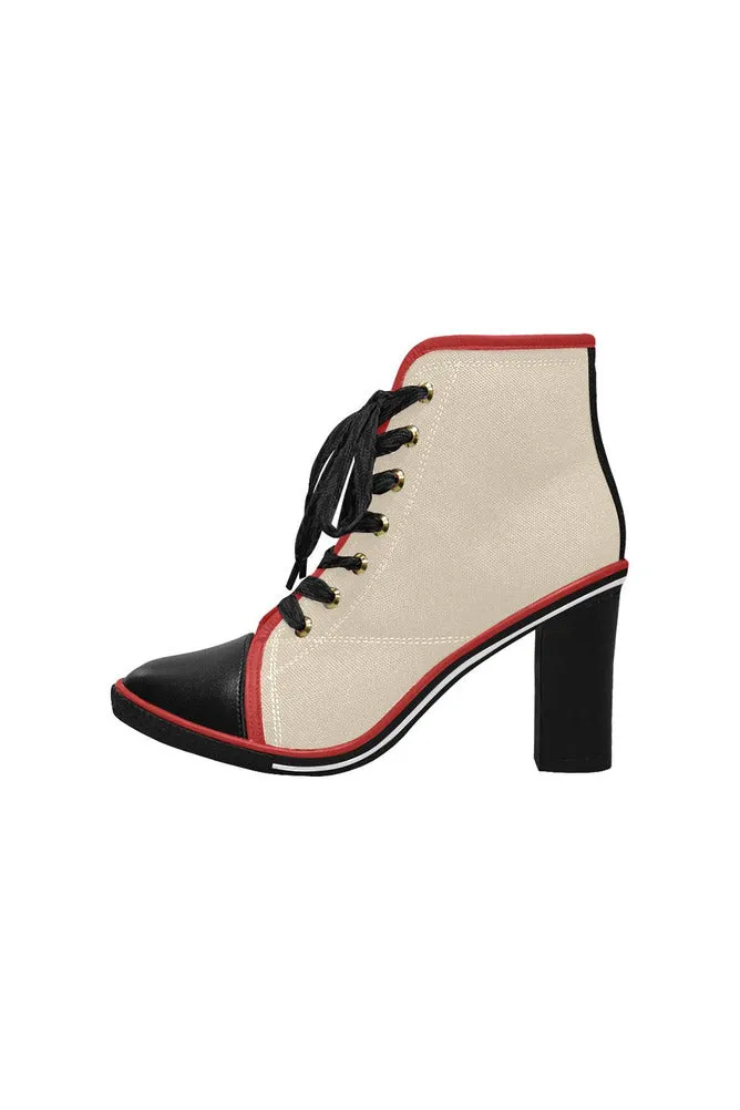 Wheat Colored Lace Up Chunky Heel Ankle Booties