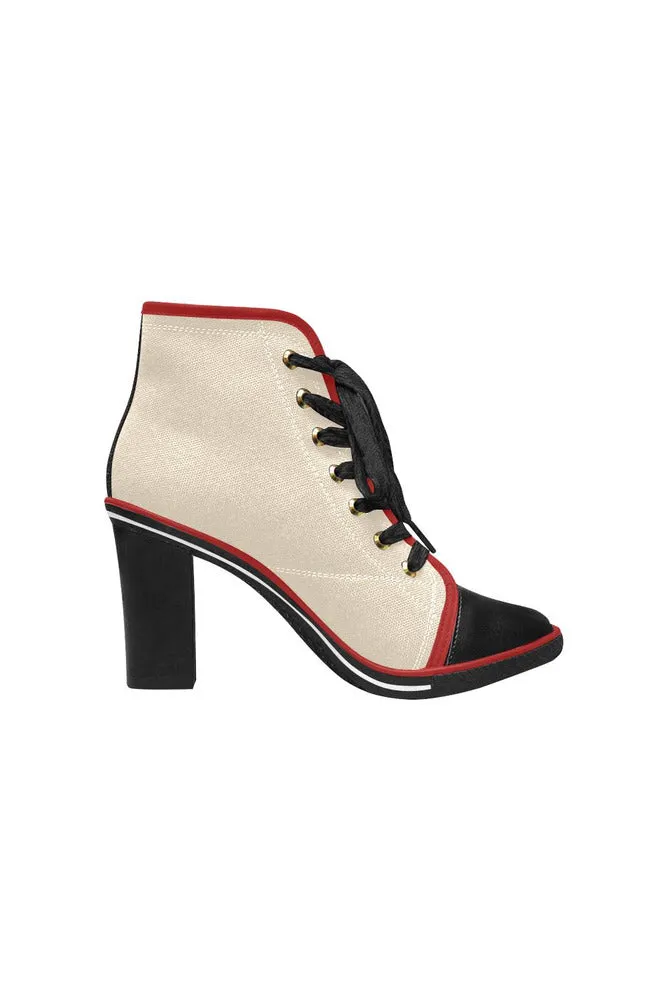 Wheat Colored Lace Up Chunky Heel Ankle Booties