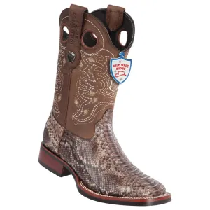 Wild West Boots Handcrafted Boots Men's #28255785 W/Square Toe Python Rustic Brown | Size 9.5 EE