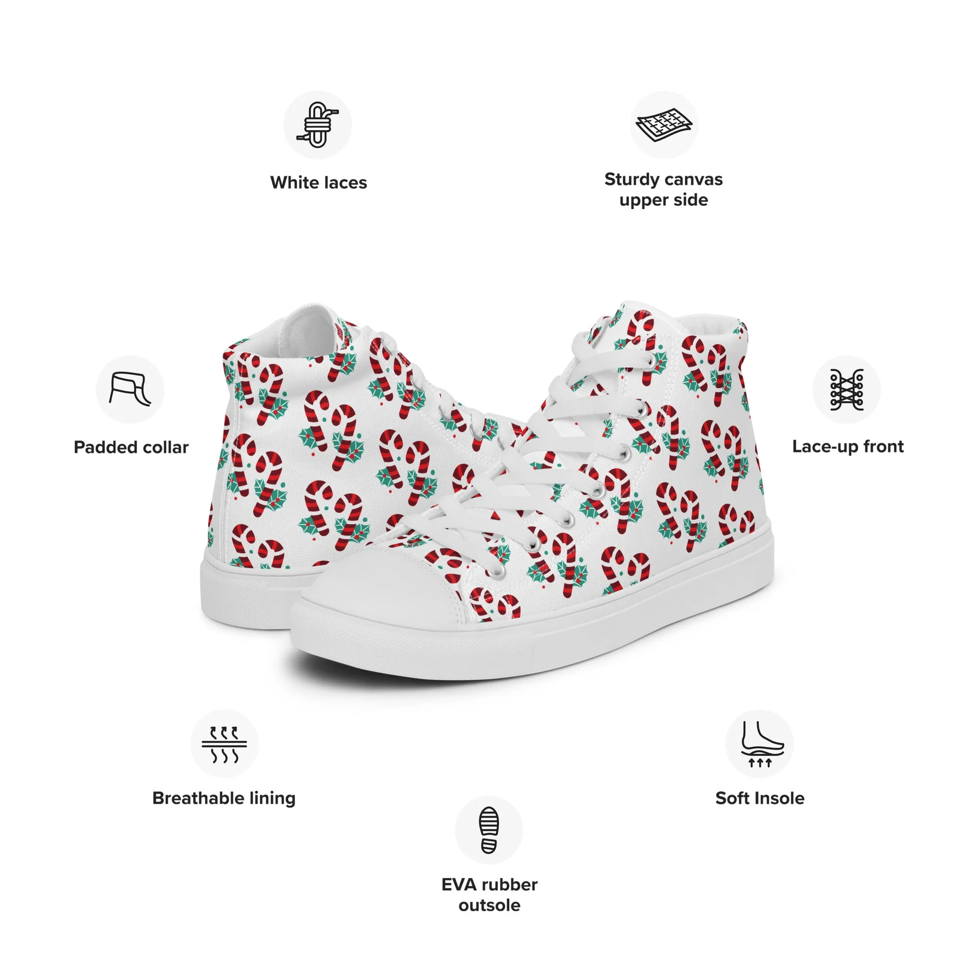 Women Christmas High Top Canvas Shoes (Glamourange Holiday Magic Canvas Shoes For Women - 0015)