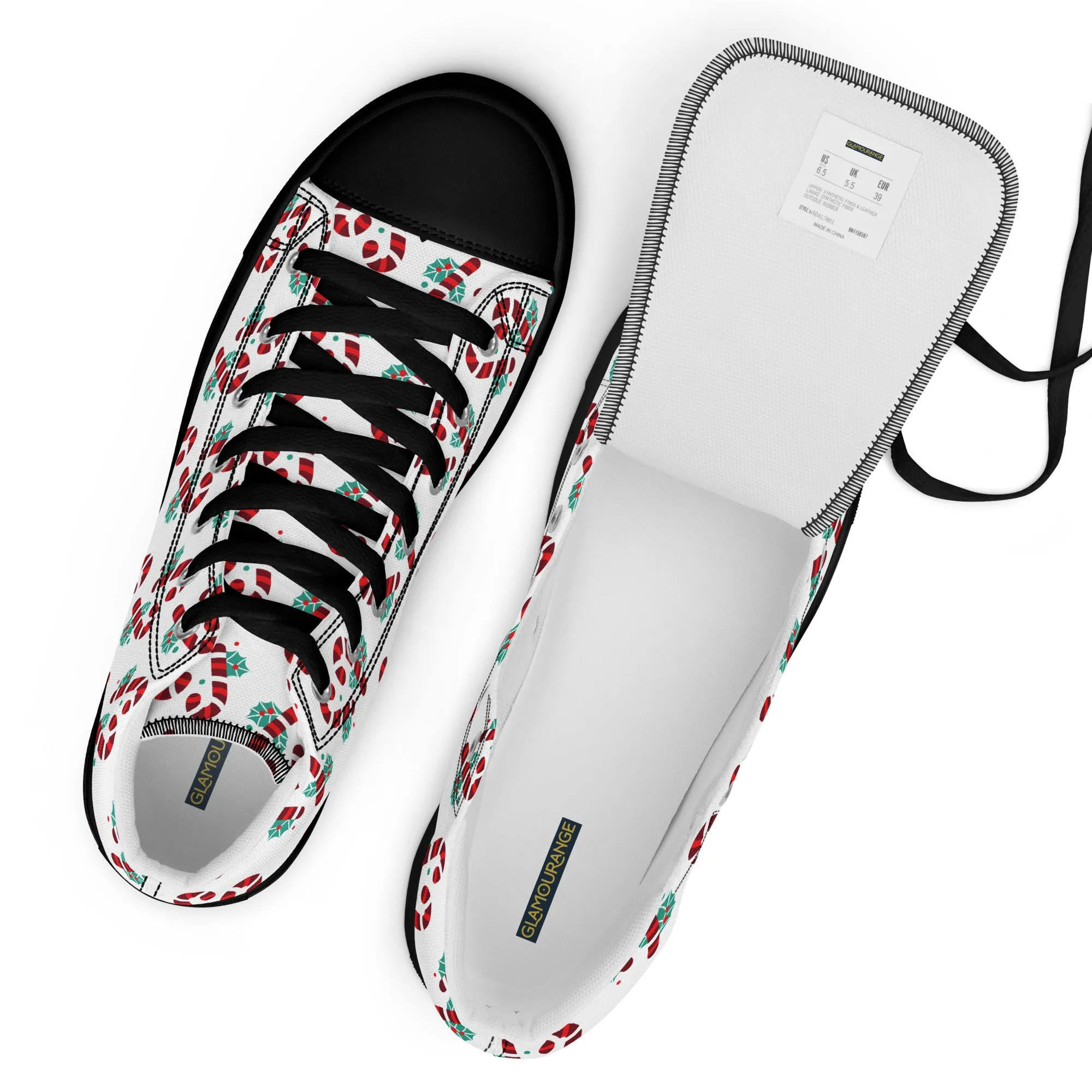 Women Christmas High Top Canvas Shoes (Glamourange Holiday Magic Canvas Shoes For Women - 0015)