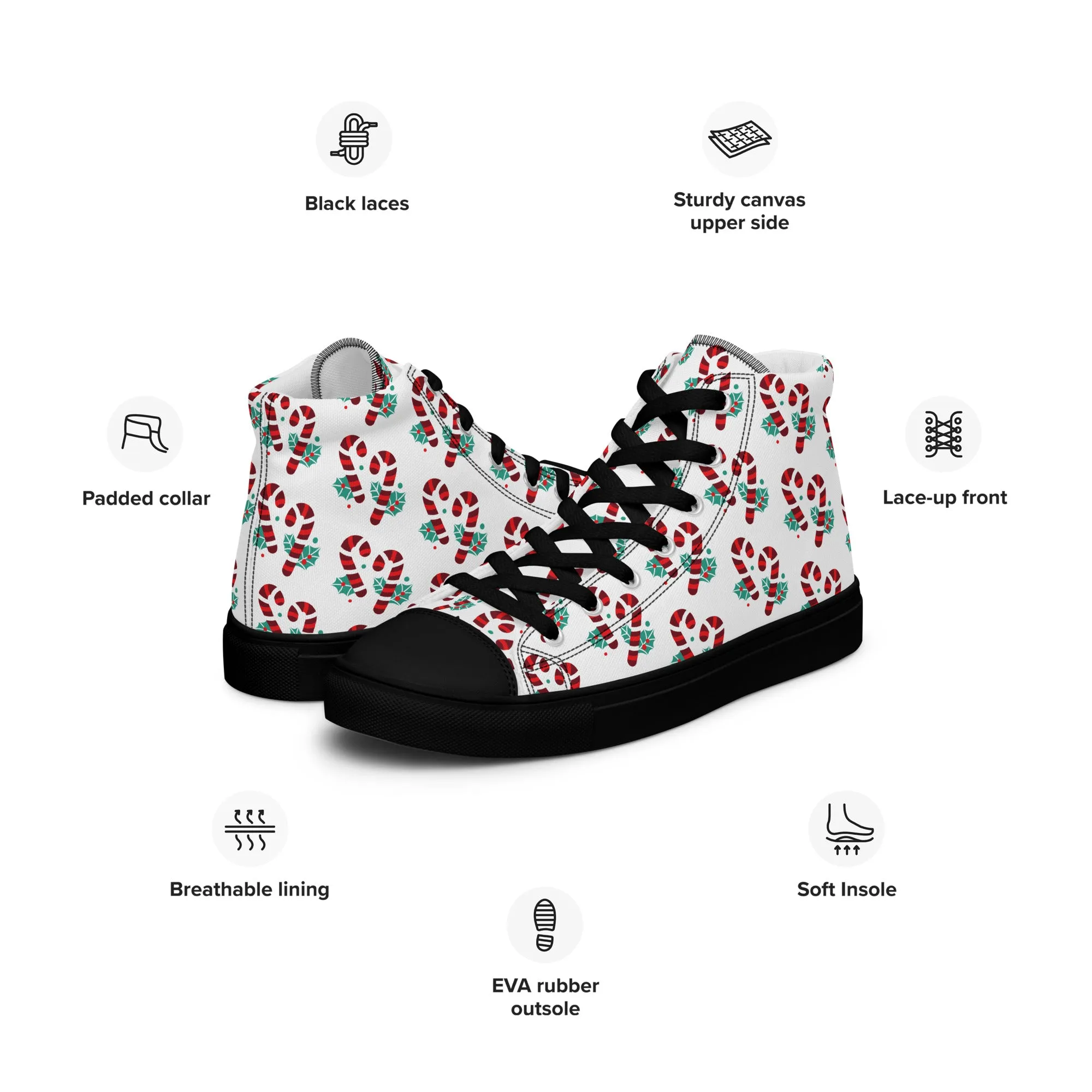 Women Christmas High Top Canvas Shoes (Glamourange Holiday Magic Canvas Shoes For Women - 0015)