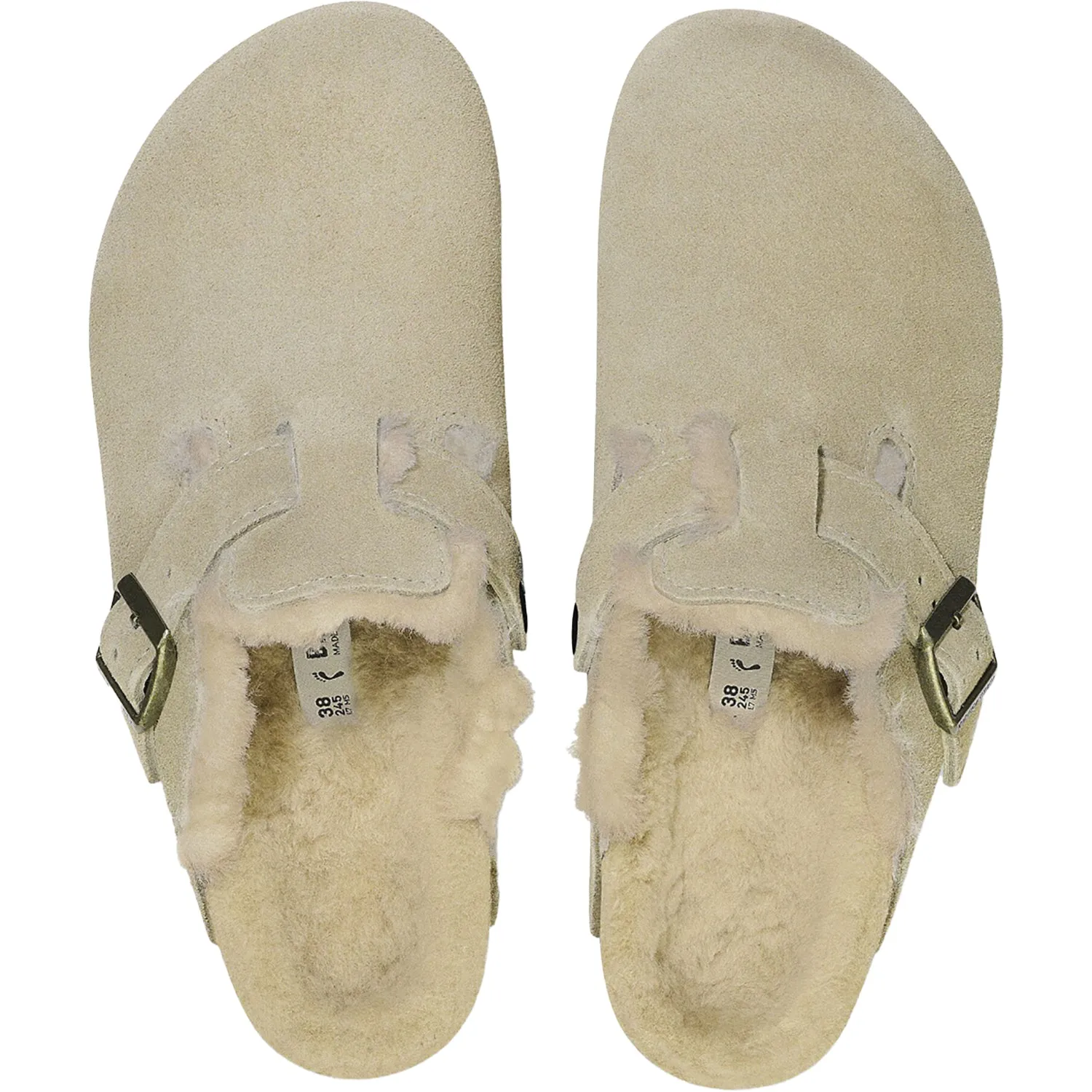 Women's Birkenstock Boston Shearling Taupe/Sand Castle Suede