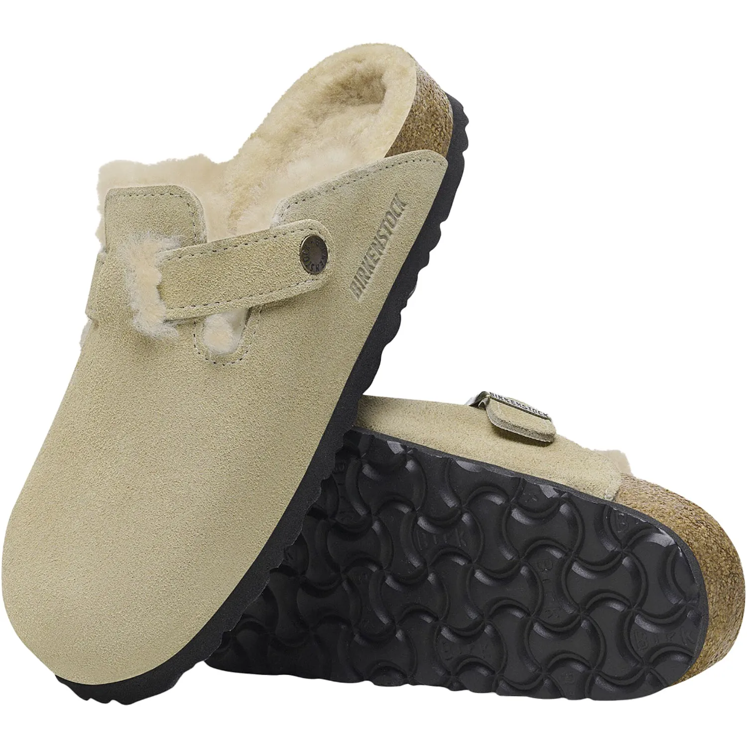 Women's Birkenstock Boston Shearling Taupe/Sand Castle Suede