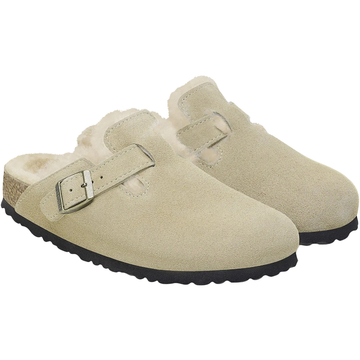 Women's Birkenstock Boston Shearling Taupe/Sand Castle Suede