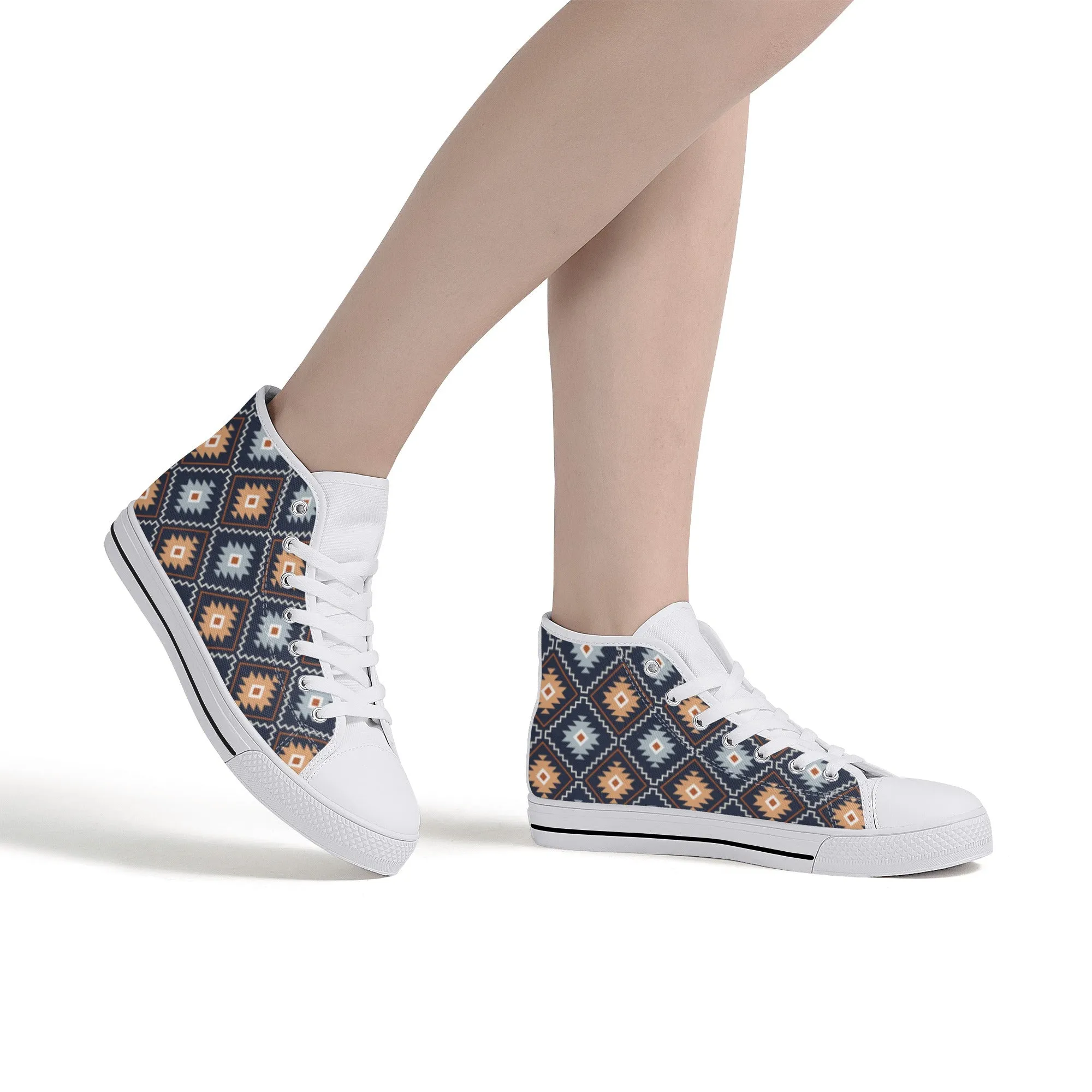 Women's High Top Canvas Shoes River Canyon Southwestern Print