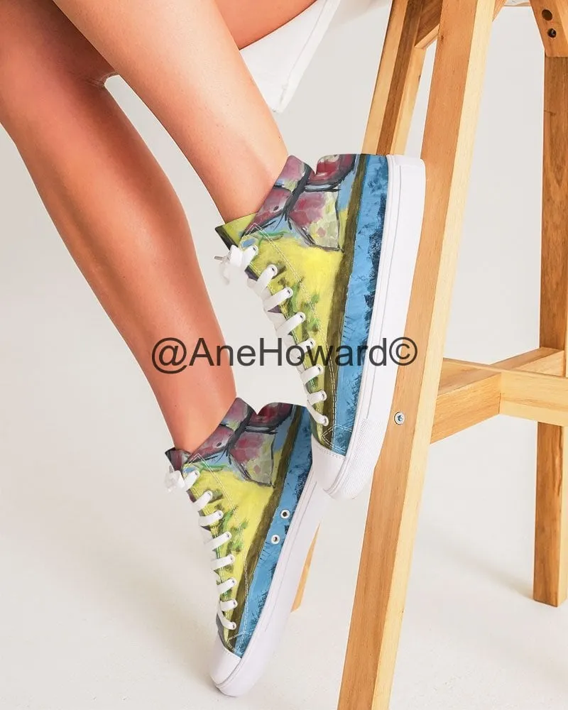 Women's Hightop Canvas Shoe Papillons and Fern