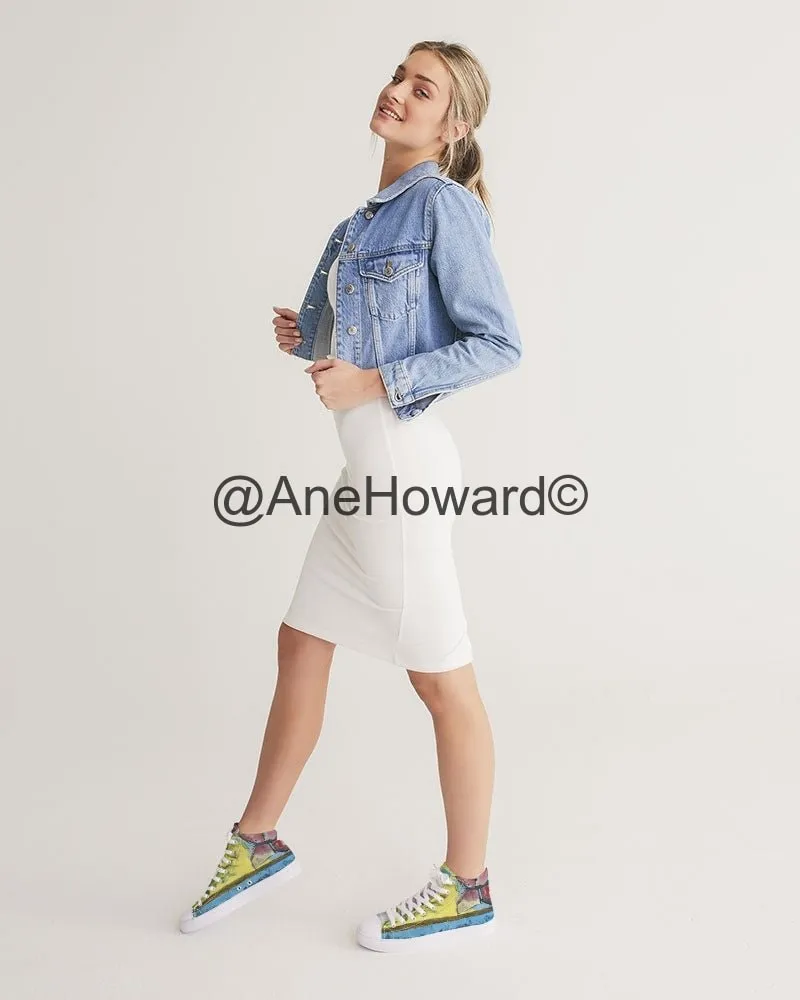 Women's Hightop Canvas Shoe Papillons and Fern