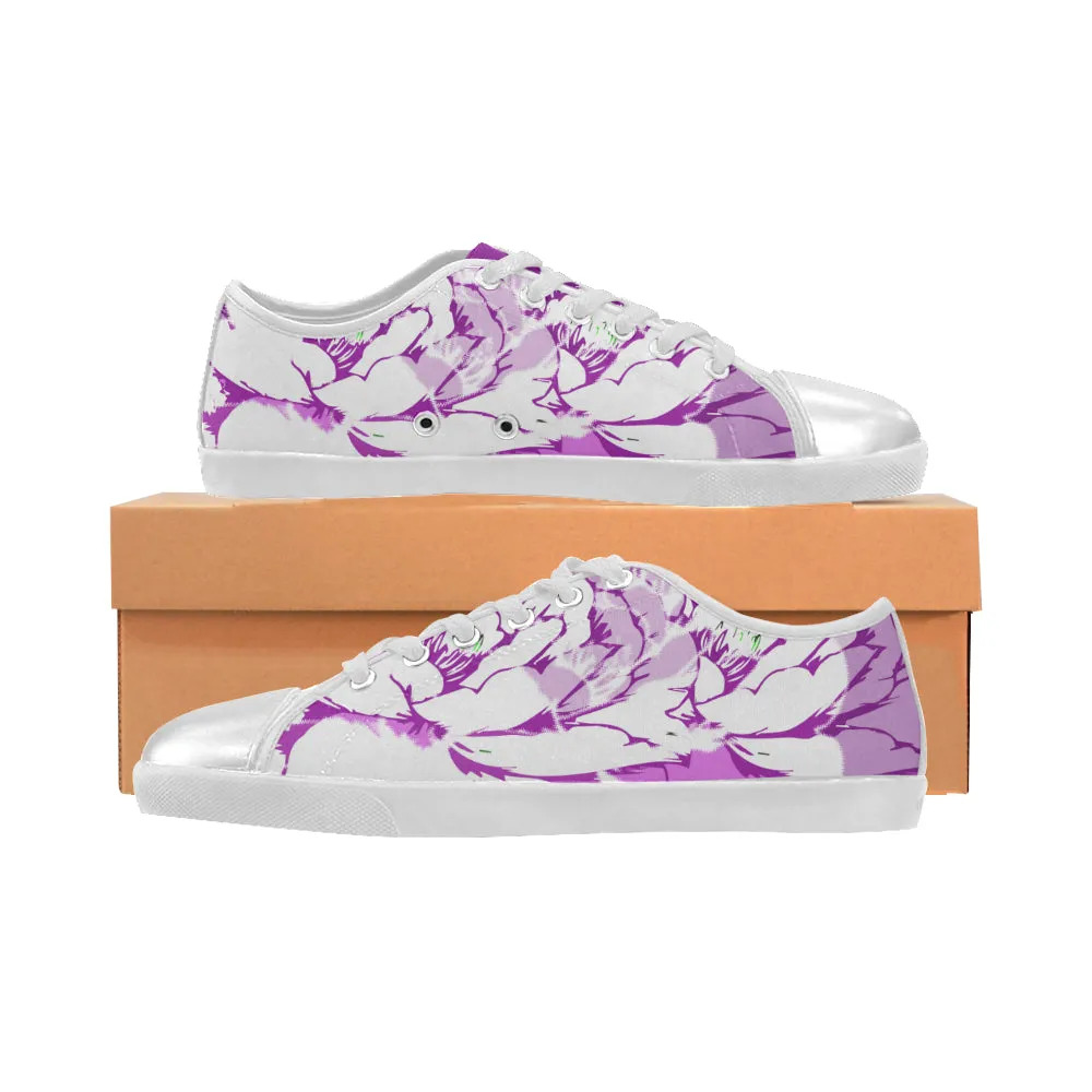 Women's Lilac Floral Print Canvas Low Top Shoes