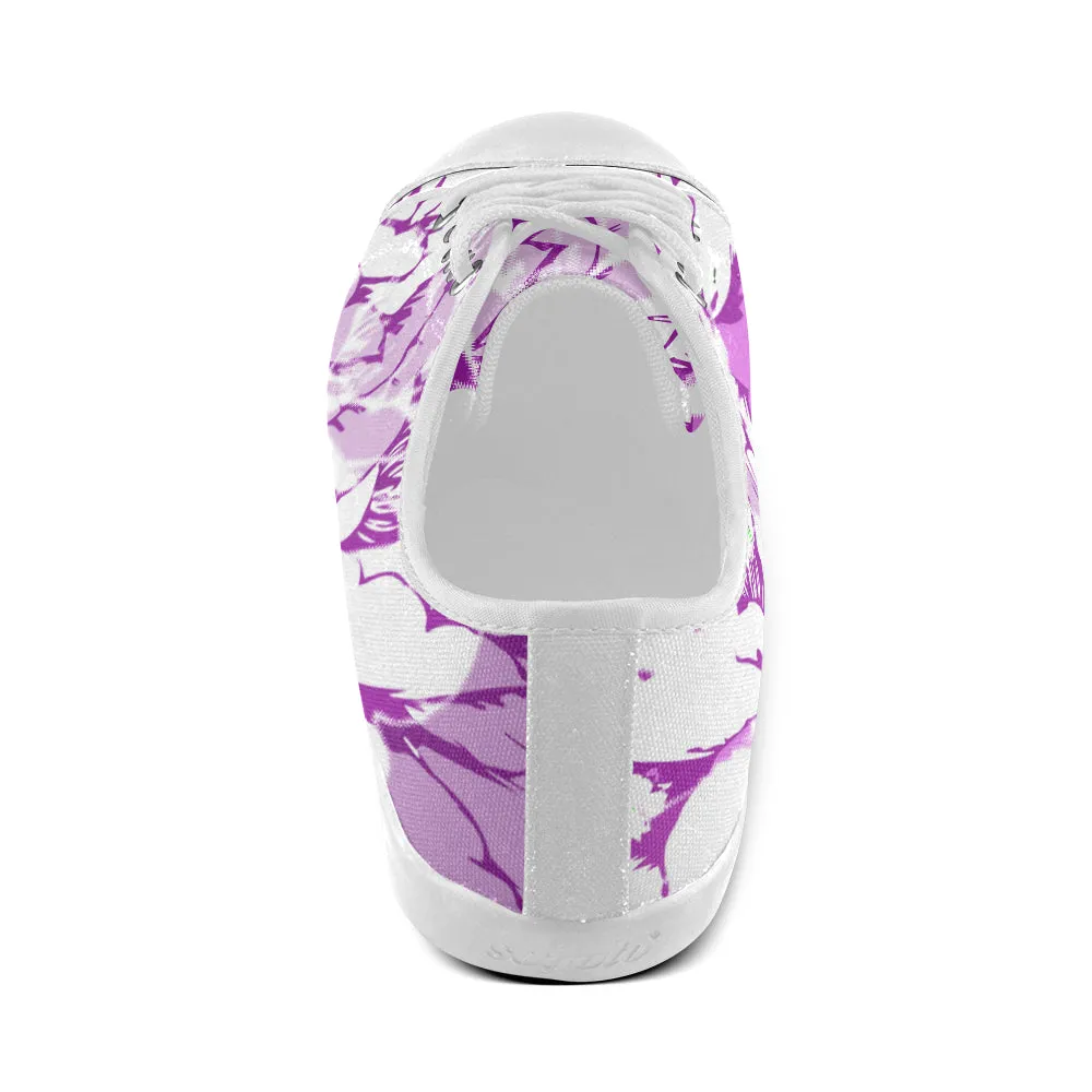 Women's Lilac Floral Print Canvas Low Top Shoes