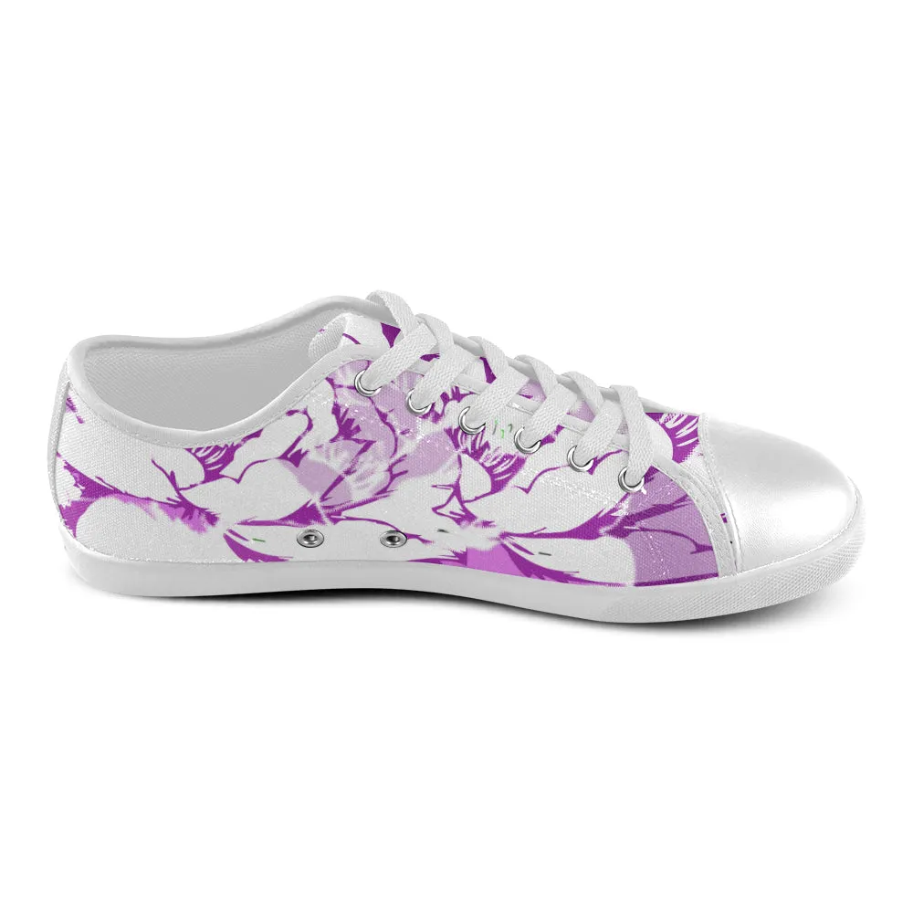 Women's Lilac Floral Print Canvas Low Top Shoes