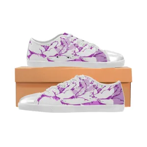 Women's Lilac Floral Print Canvas Low Top Shoes
