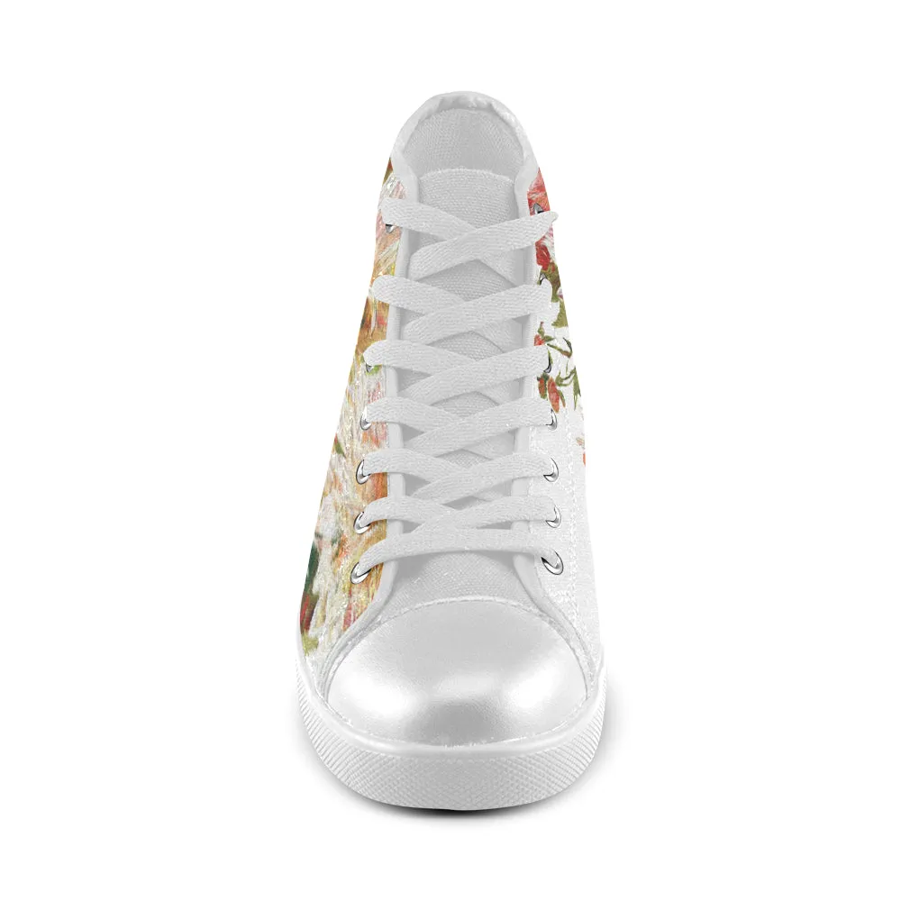 Women's Petal Floral Print Canvas High Top Shoes