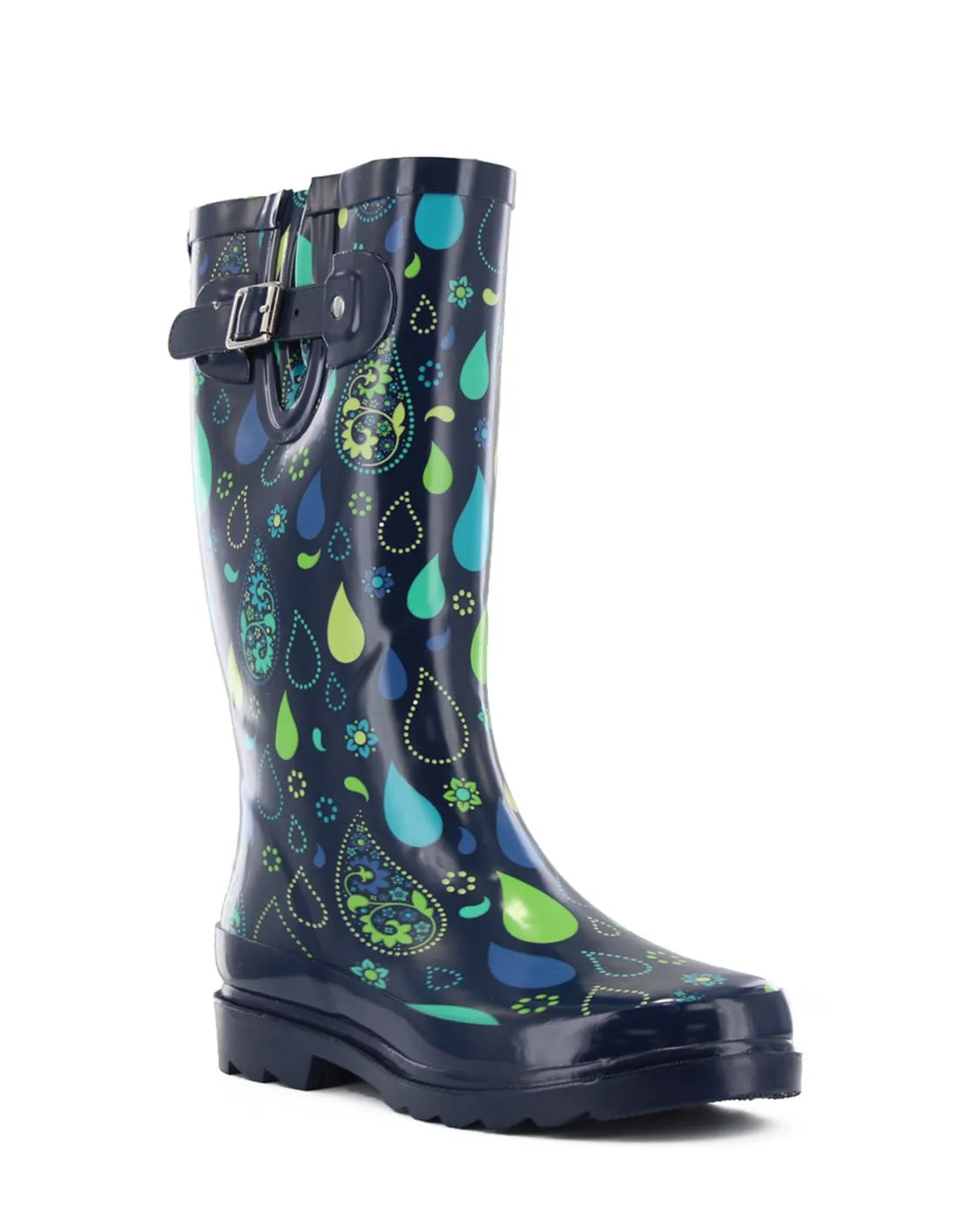 Women's Pouring Paisley Tall Rain Boot - Navy