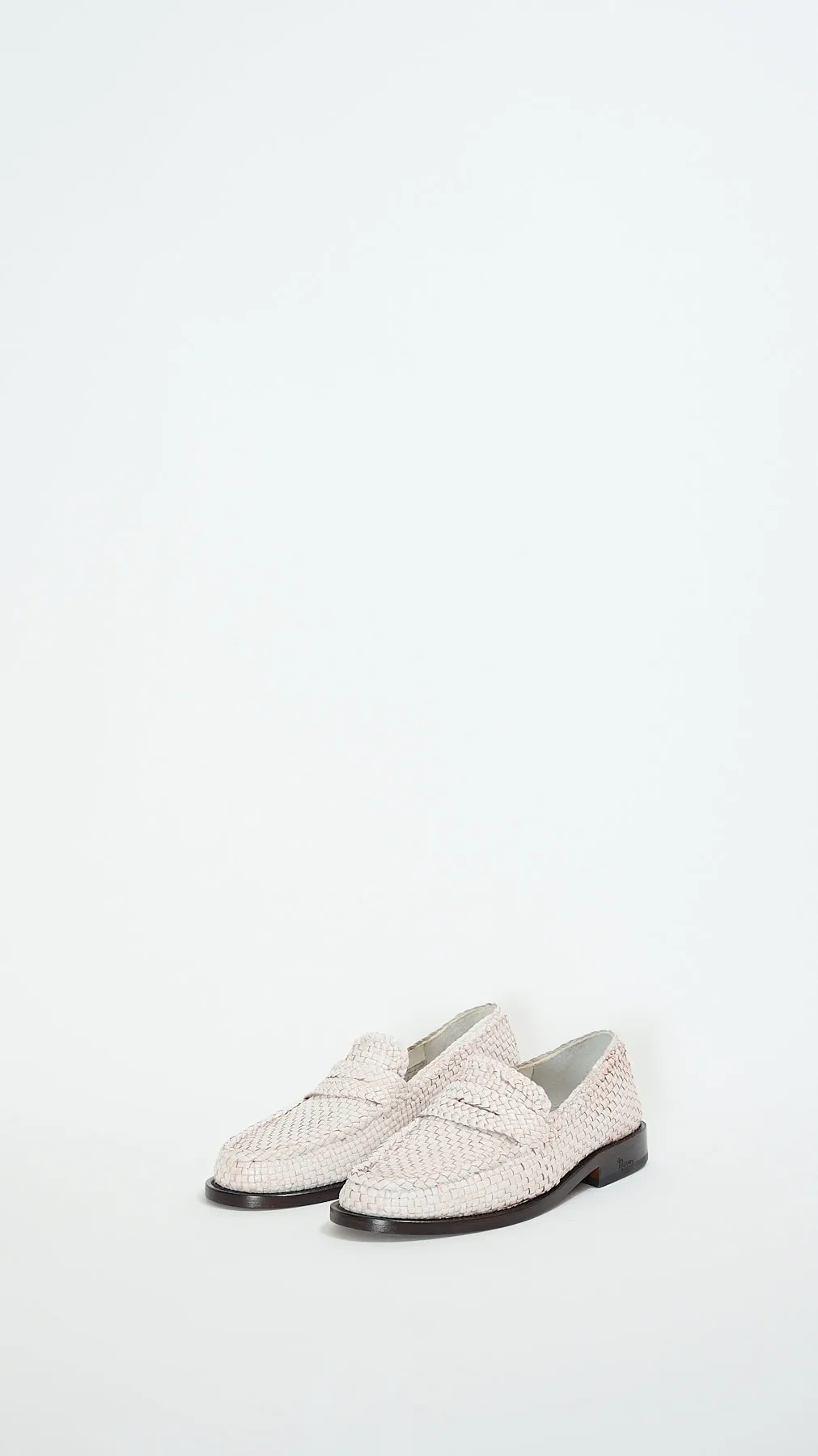 Woven Leather Loafer in Lily White